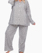 Lets Talk About Fun Pajama Set in Gray Polka Dot