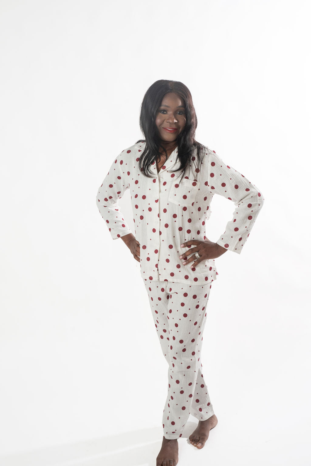 Boyfriend Polkadot Pajamas in Crimson