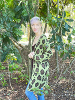 Nightingale Cardigan in Olive Mix Animal Print